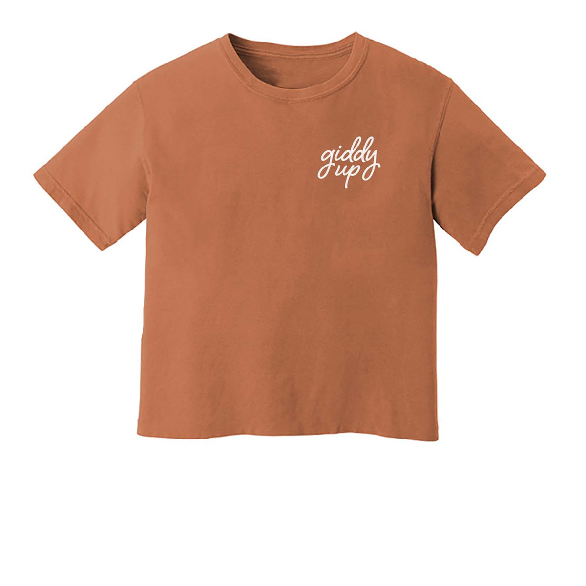 Giddy Up Cursive Stacked Washed Tee
