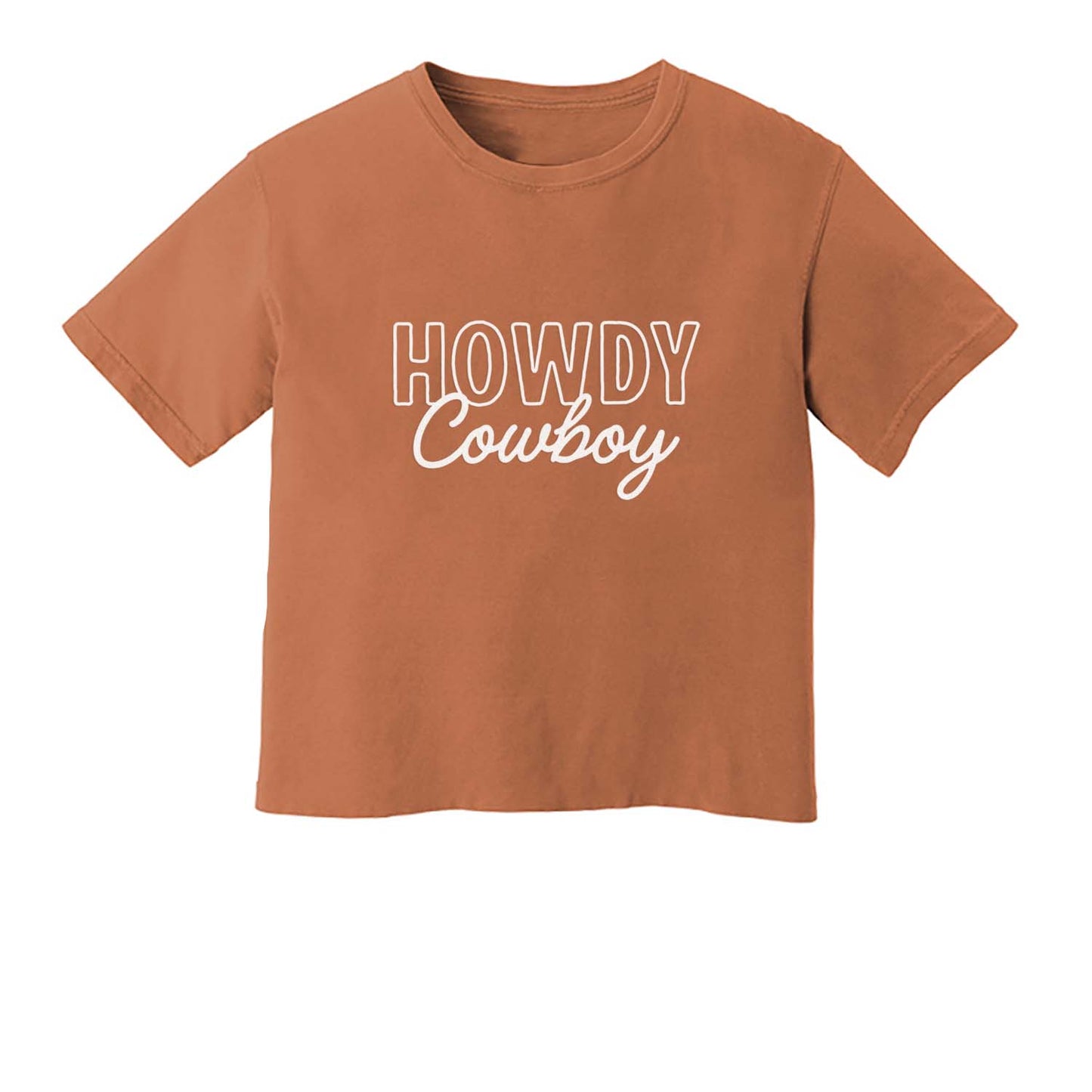 Howdy Cowboy Stacked Washed Tee - Large Design