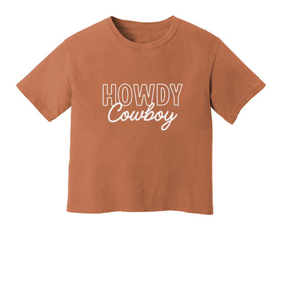 Howdy Cowboy Stacked Washed Tee - Large Design