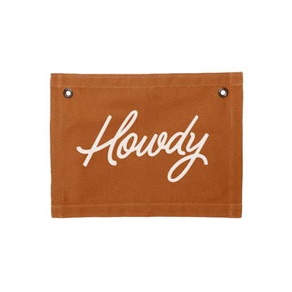 Howdy Cursive Small Canvas Flag