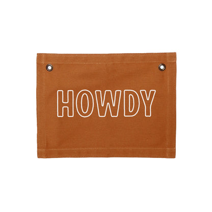 Howdy Outline Small Canvas Flag