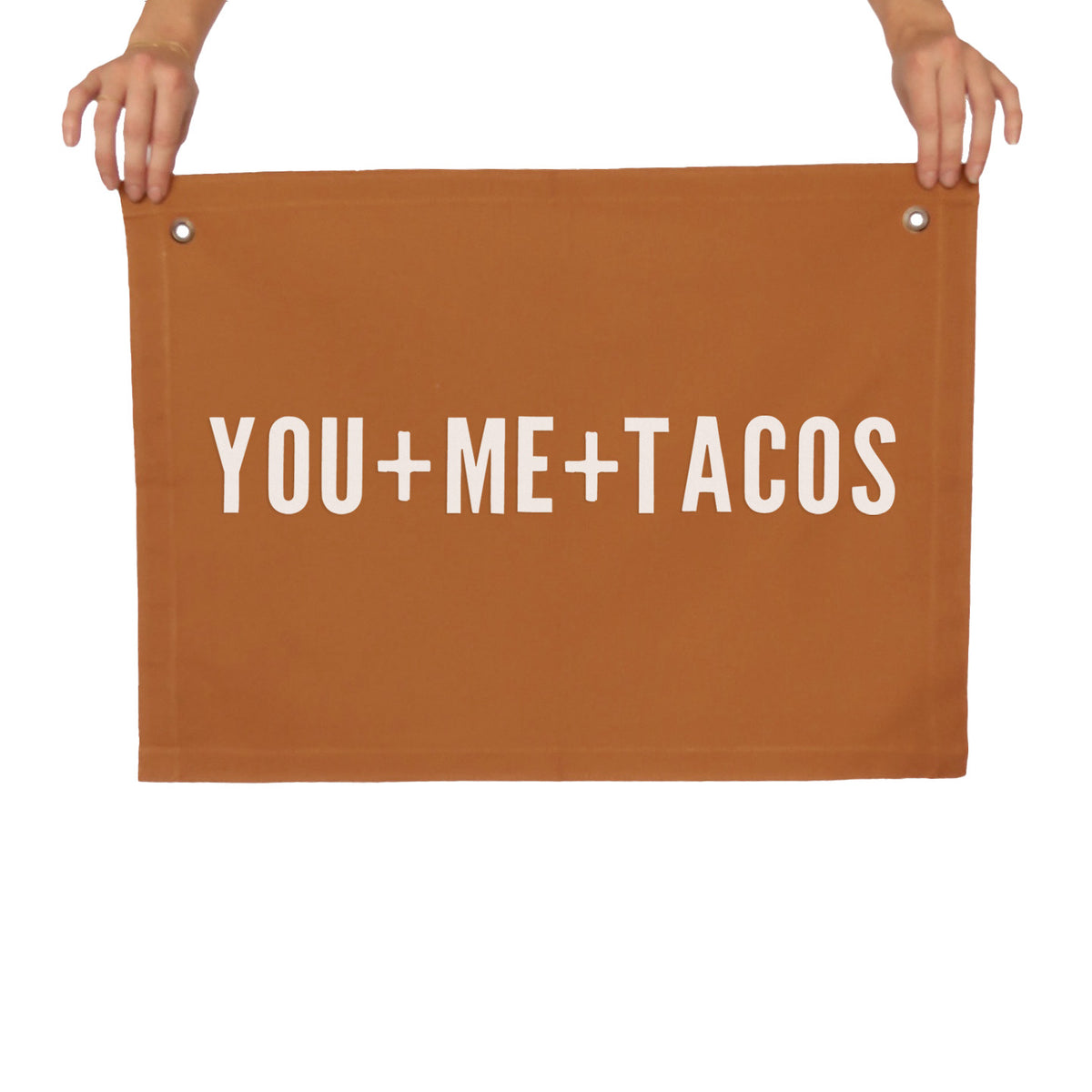 You + Me + Tacos Large Canvas Flag