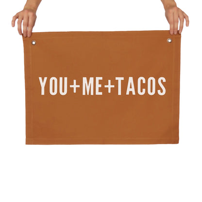 You + Me + Tacos Large Canvas Flag