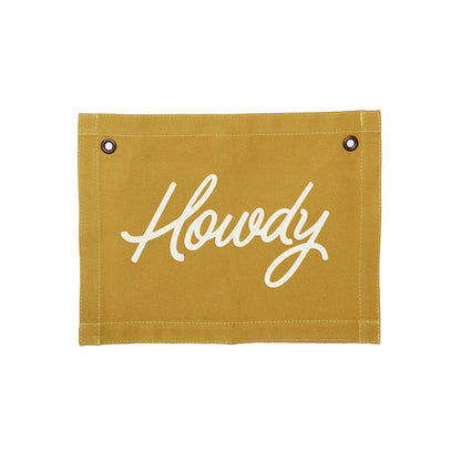 Howdy Cursive Small Canvas Flag