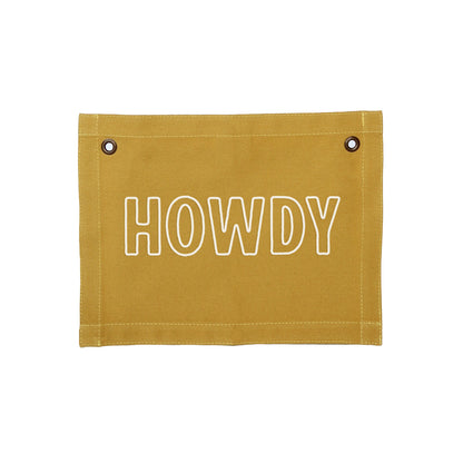 Howdy Outline Small Canvas Flag