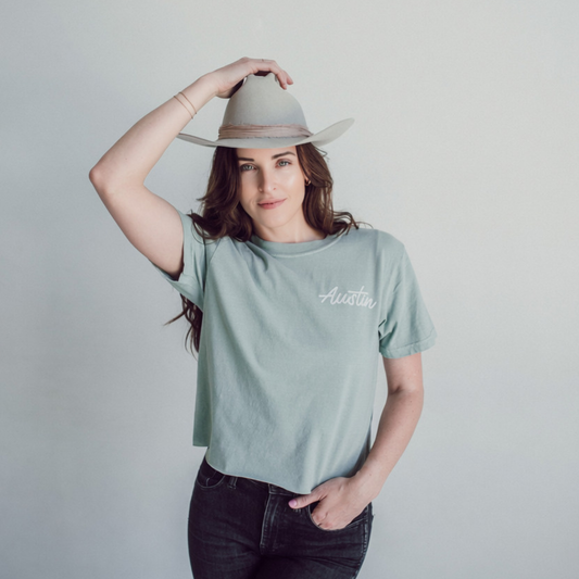 Austin Cursive Washed Tee - Small Design
