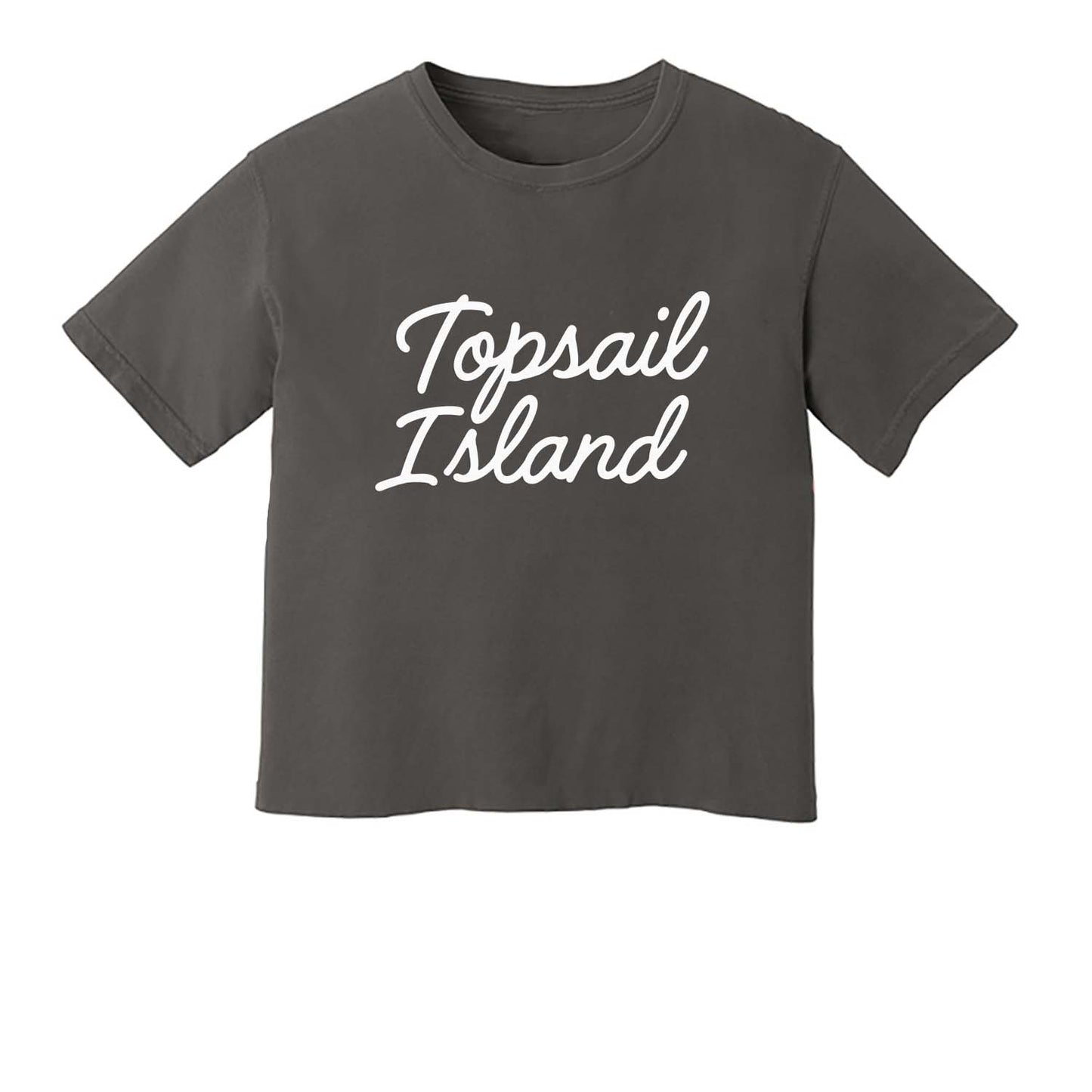 Topsail Island Cursive Washed Crop Tee