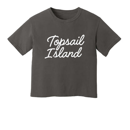 Topsail Island Cursive Washed Crop Tee