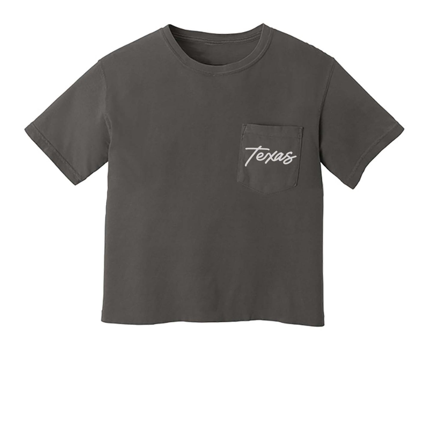 Texas Cursive Crop Pocket Tee