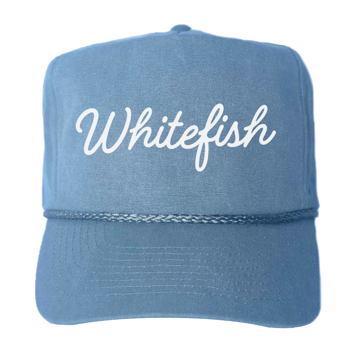 Whitefish Cursive Canvas Trucker