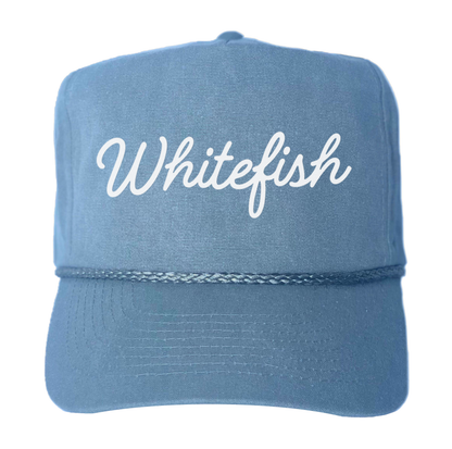 Whitefish Cursive Canvas Trucker