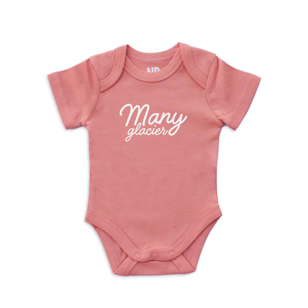 Many Glacier Cursive Onesie