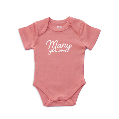 Many Glacier Cursive Onesie