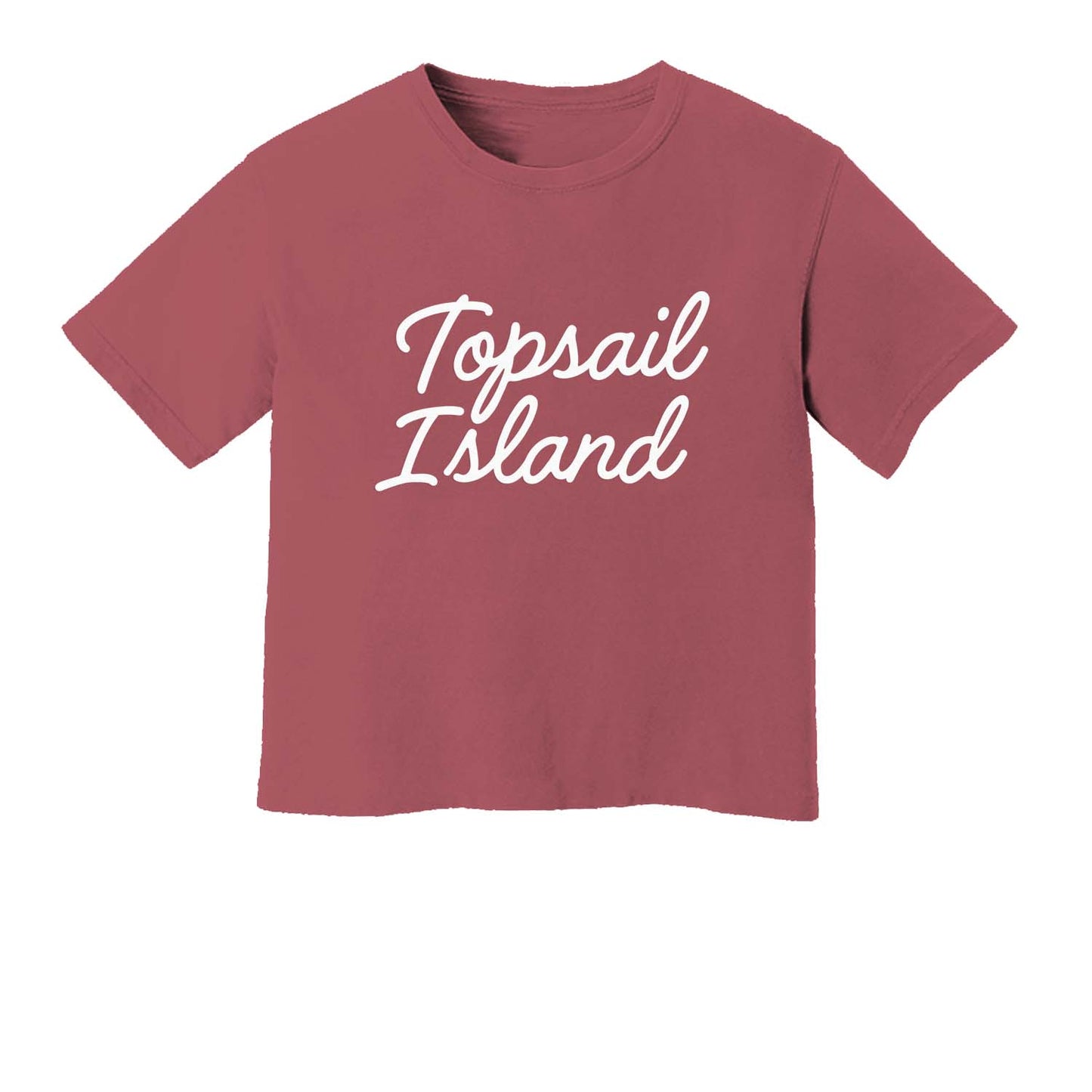 Topsail Island Cursive Washed Crop Tee