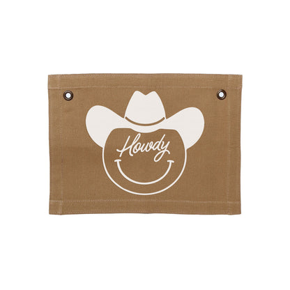 Howdy Cowboy Small Canvas Flag