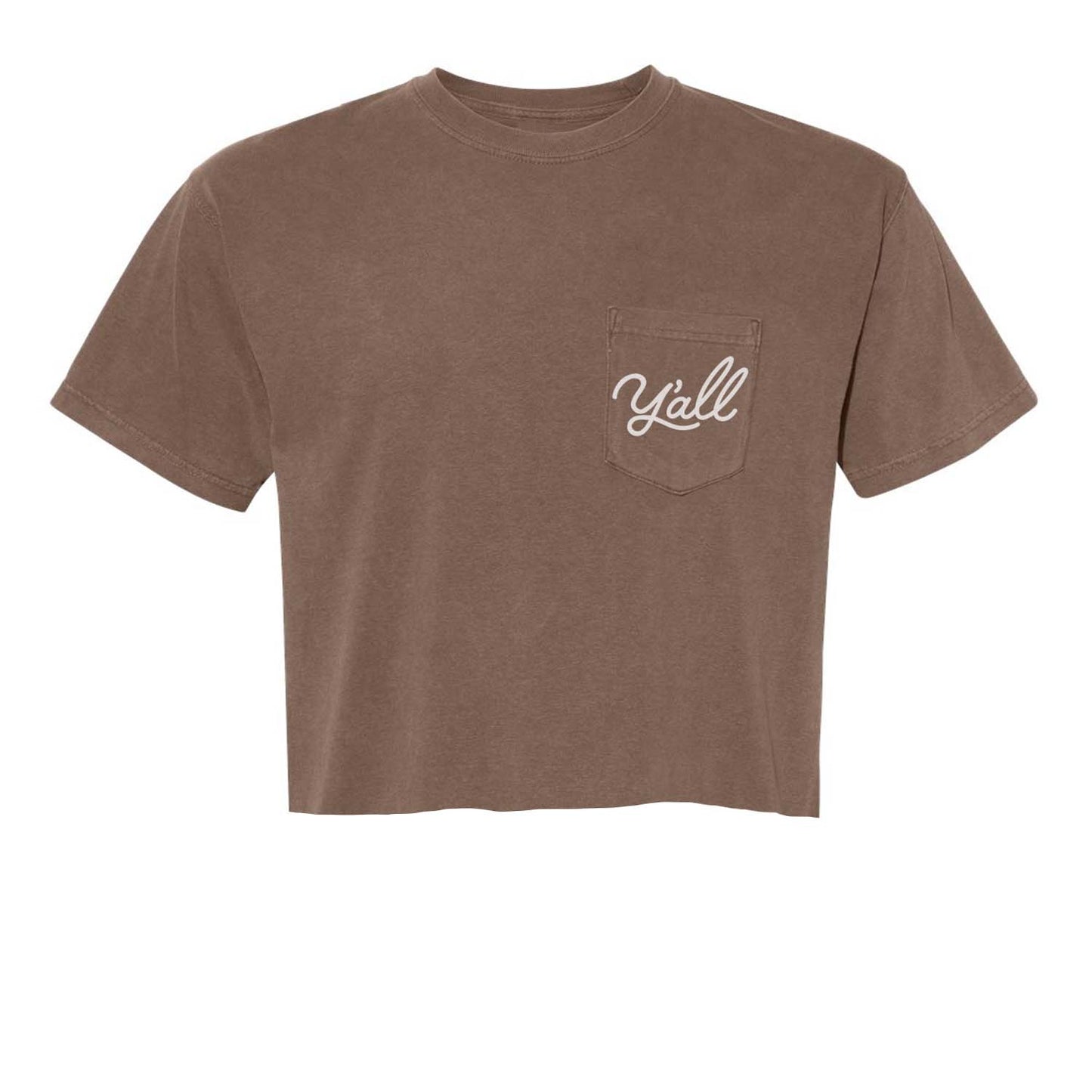 Y'all Cursive Crop Pocket Tee