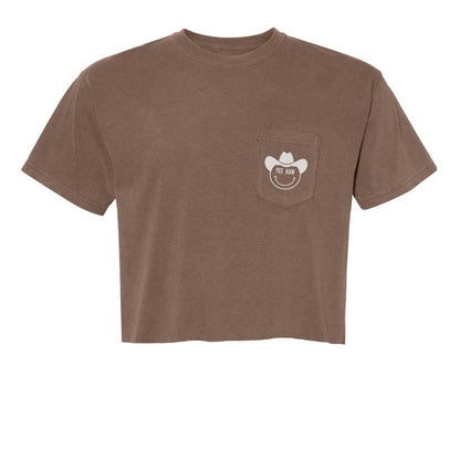 Yee Haw Cowboy Crop Pocket Tee