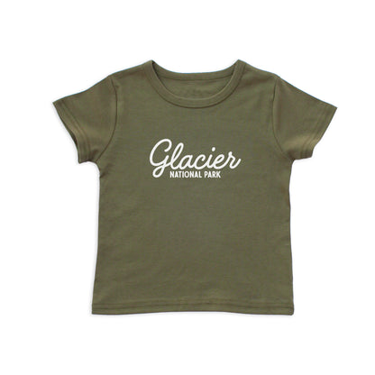 Glacier National Park Cursive Kids Tee