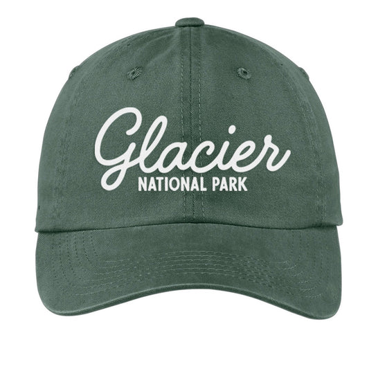 Glacier National Park Cursive Baseball Cap