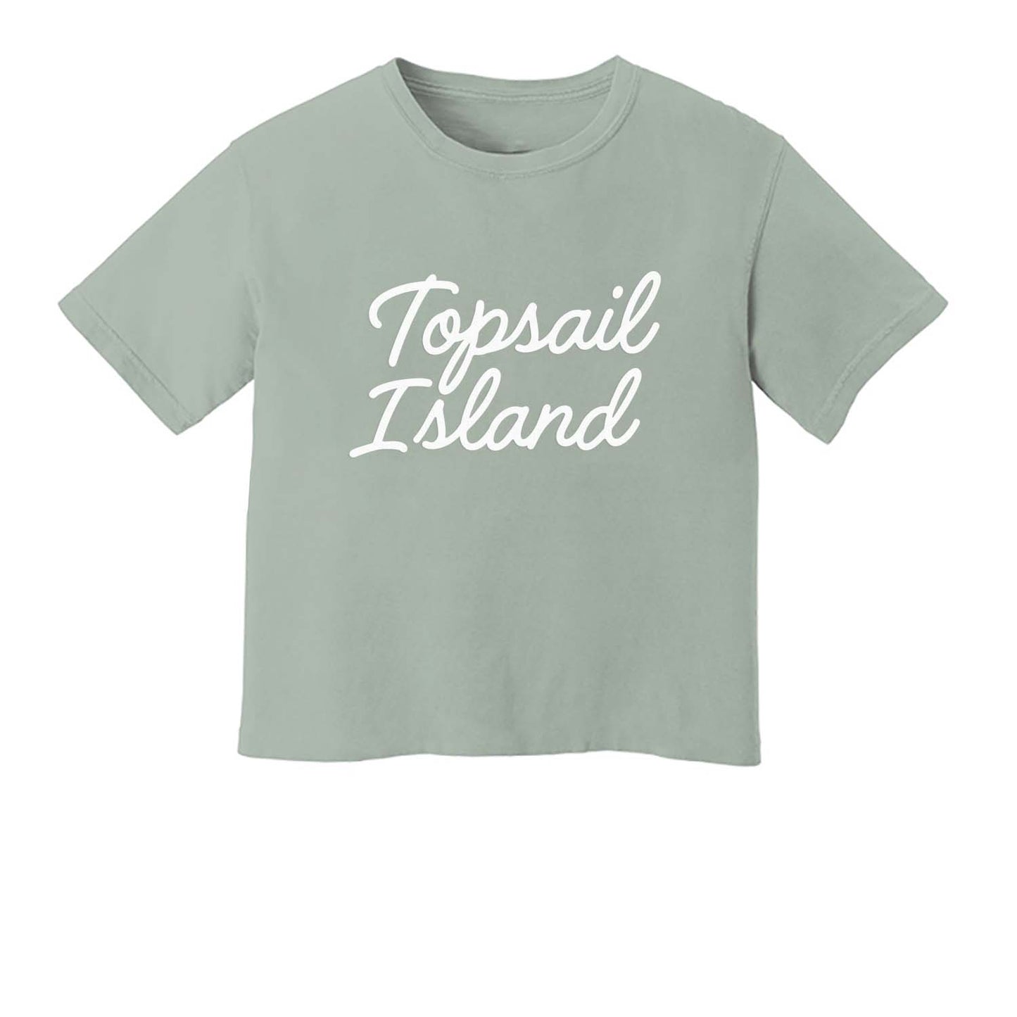 Topsail Island Cursive Washed Crop Tee