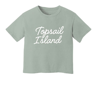 Topsail Island Cursive Washed Crop Tee