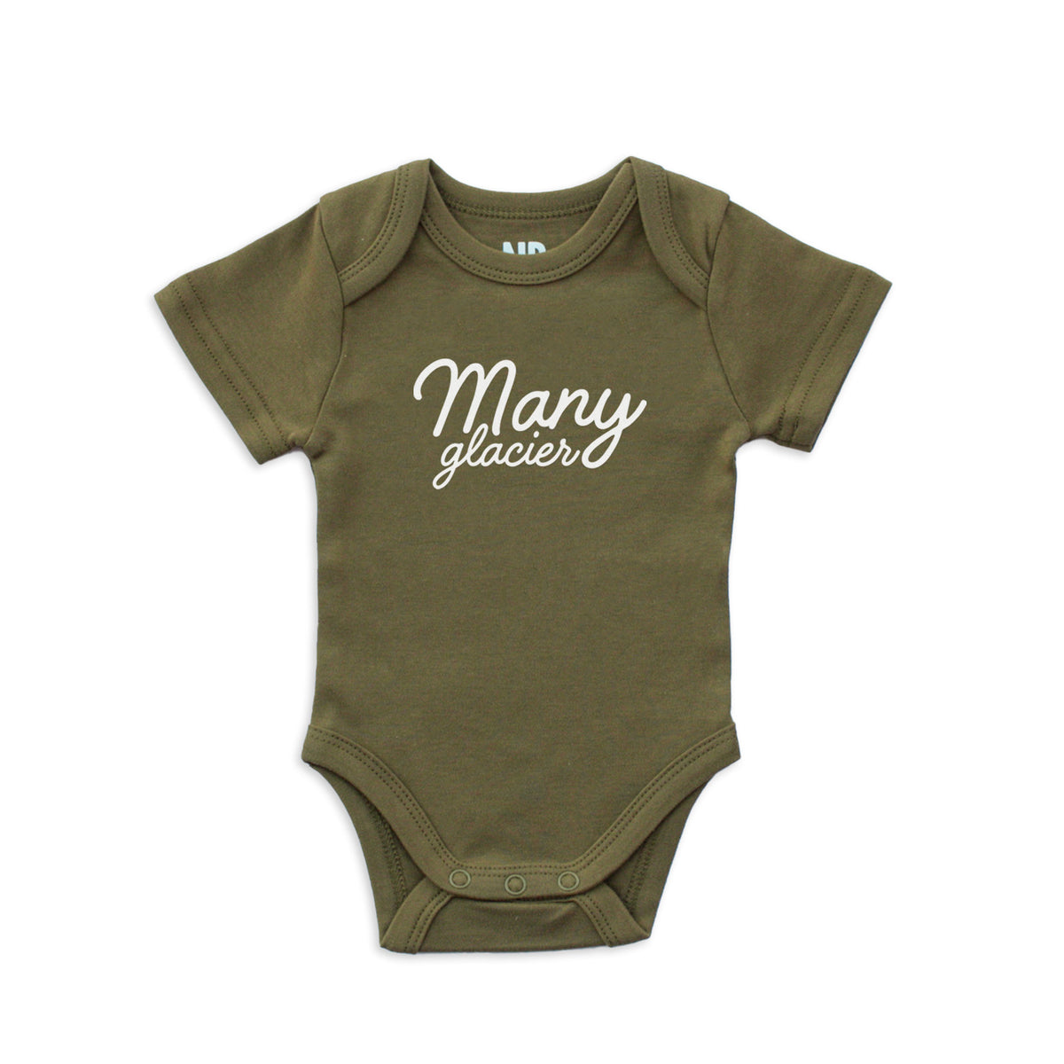 Many Glacier Cursive Onesie