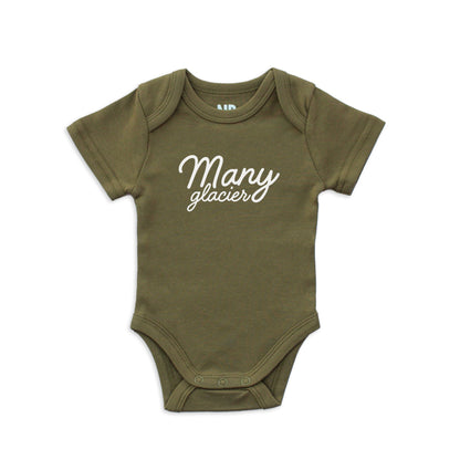 Many Glacier Cursive Onesie