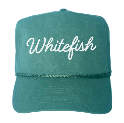 Whitefish Cursive Canvas Trucker