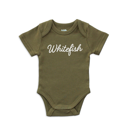 Whitefish Cursive Onesie