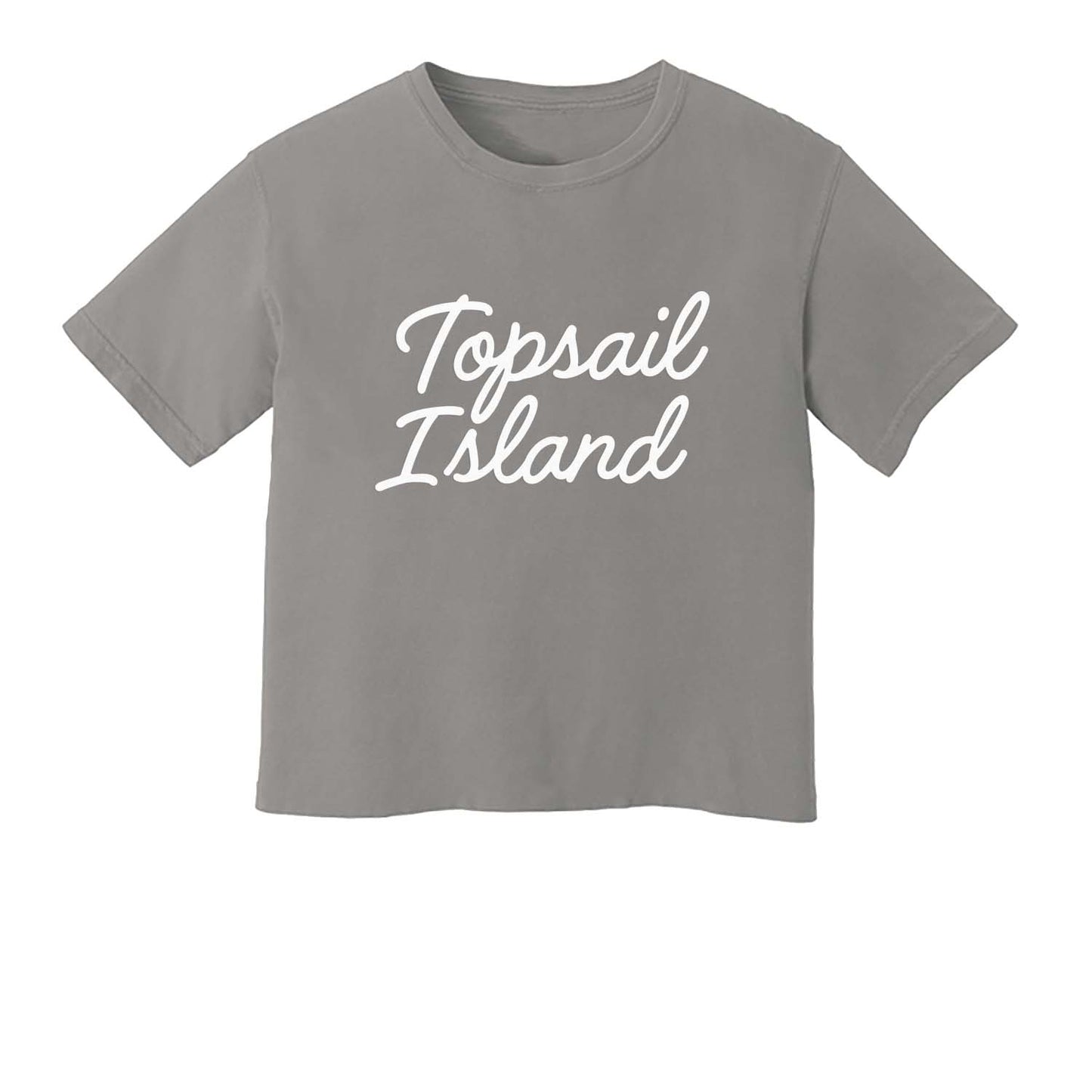 Topsail Island Cursive Washed Crop Tee