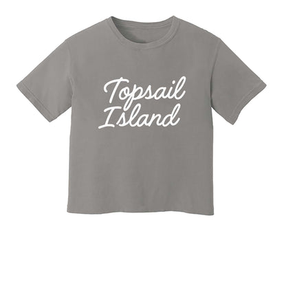 Topsail Island Cursive Washed Crop Tee