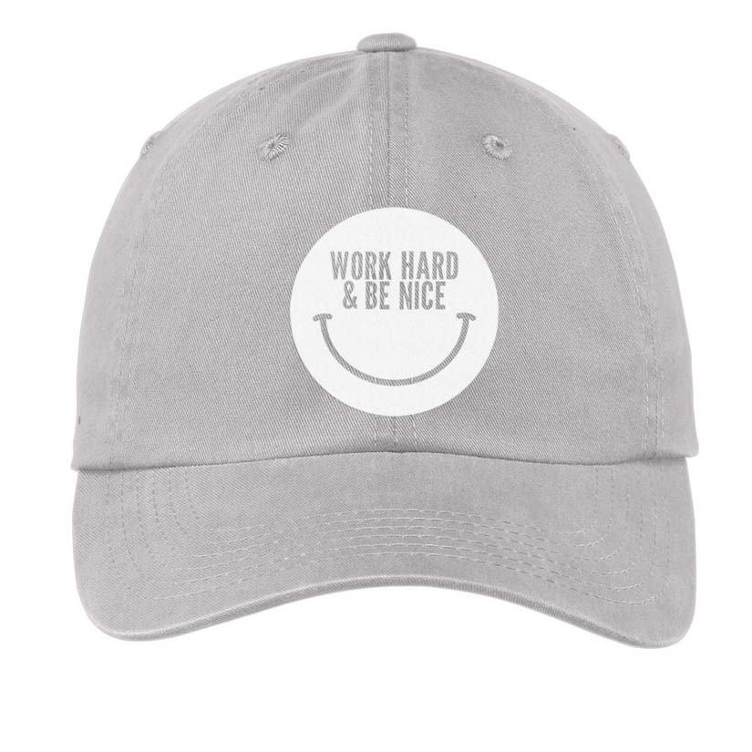 Work Hard & Be Nice Smile Baseball Cap