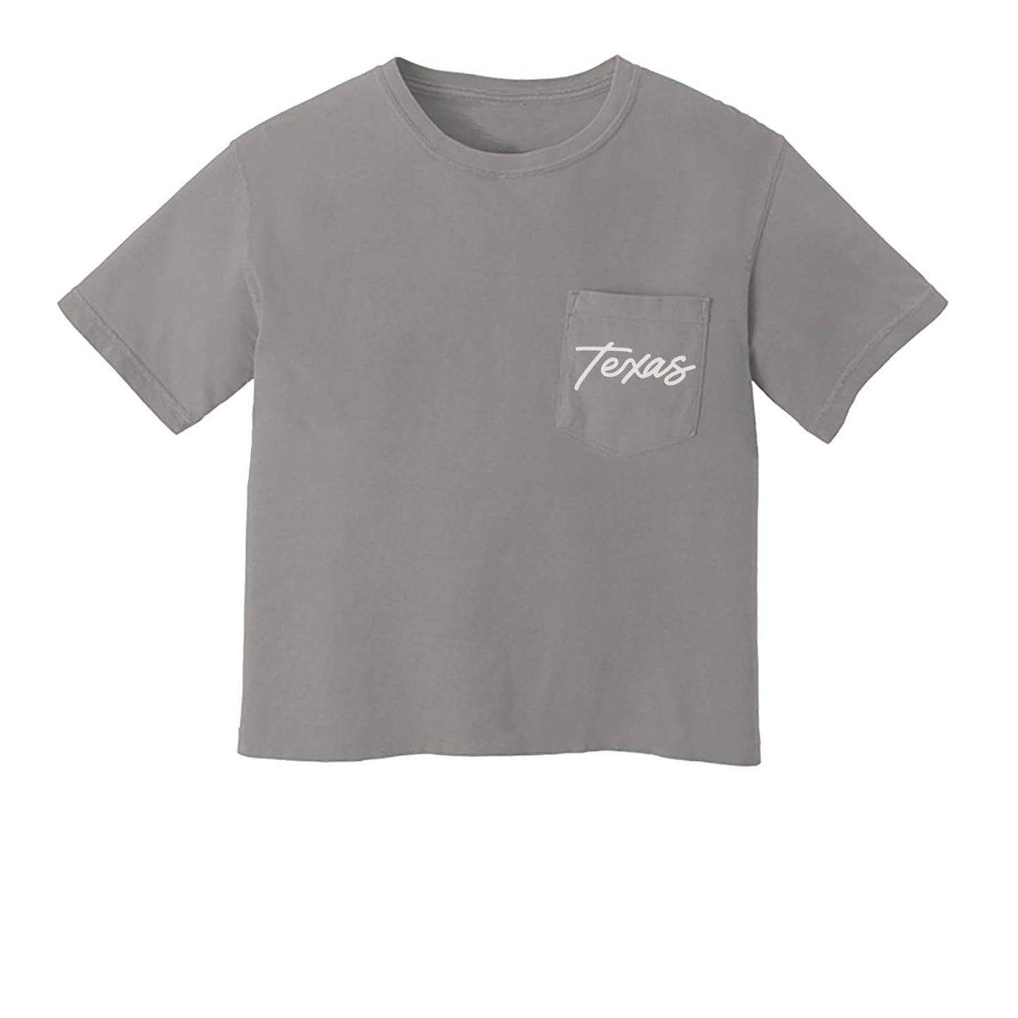Texas Cursive Crop Pocket Tee