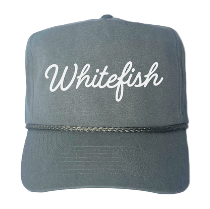 Whitefish Cursive Canvas Trucker