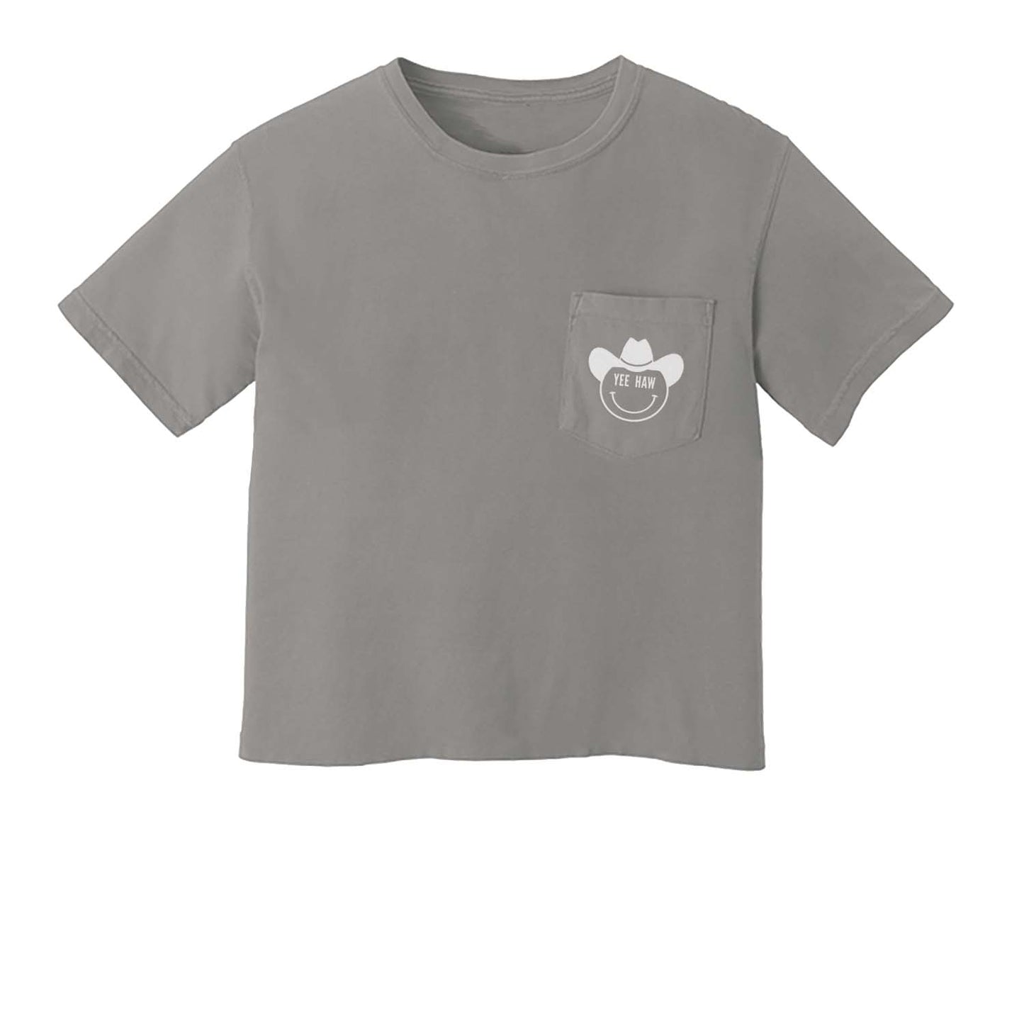 Yee Haw Cowboy Crop Pocket Tee