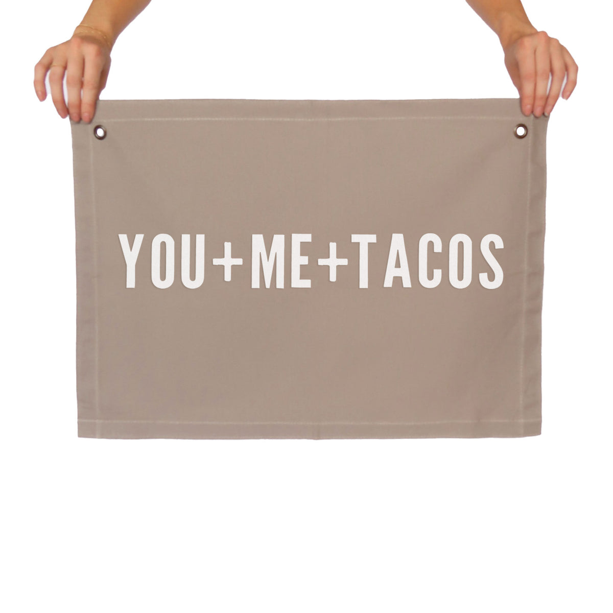 You + Me + Tacos Large Canvas Flag