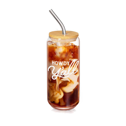Iced Coffee Glass with Lid + Straw