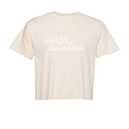 North Carolina Cursive Washed Crop Tee