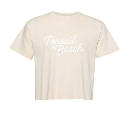 Topsail Beach Cursive Washed Crop Tee