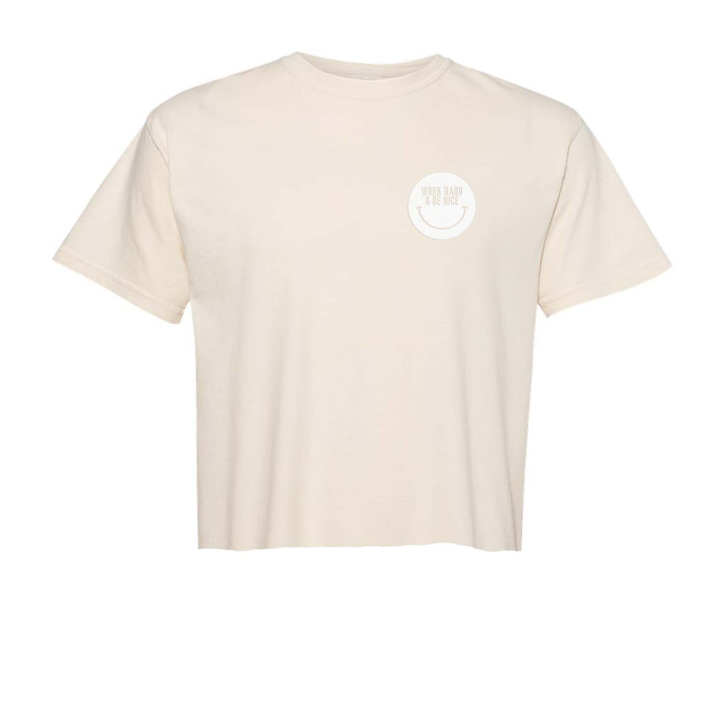 Work Hard & Be Nice Smile Washed Crop Tee