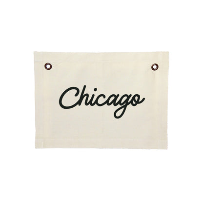 Chicago Cursive Small Canvas Flag