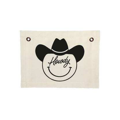 Howdy Cowboy Small Canvas Flag