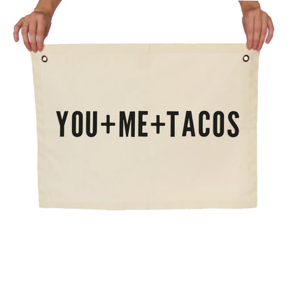 You + Me + Tacos Large Canvas Flag