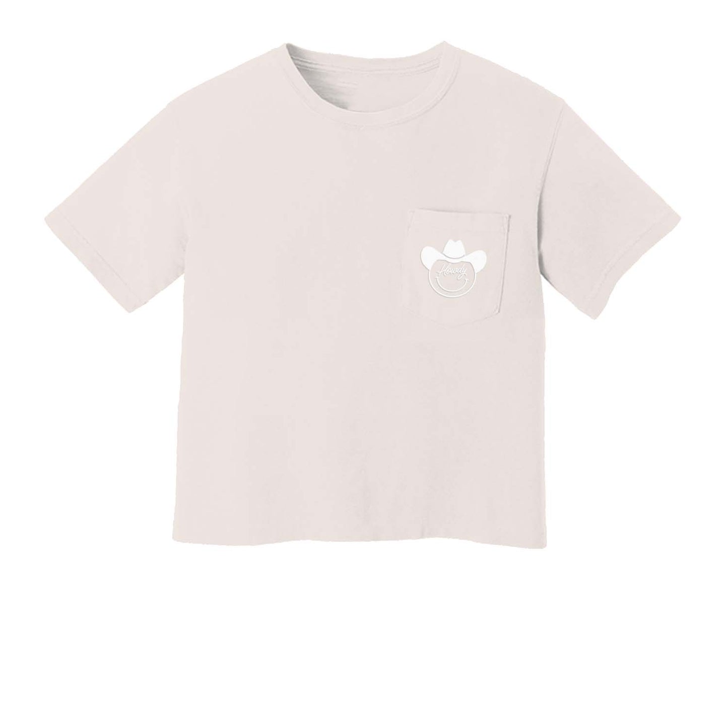 Howdy Cowboy Cursive Crop Pocket Tee