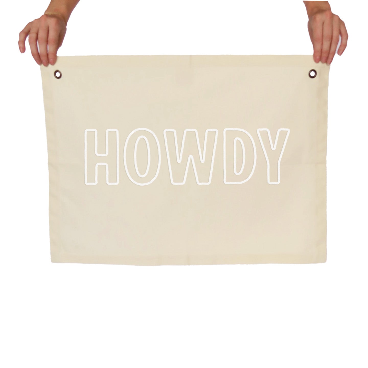 Howdy Outline Large Canvas Flag