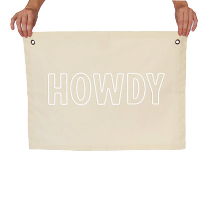 Howdy Outline Large Canvas Flag