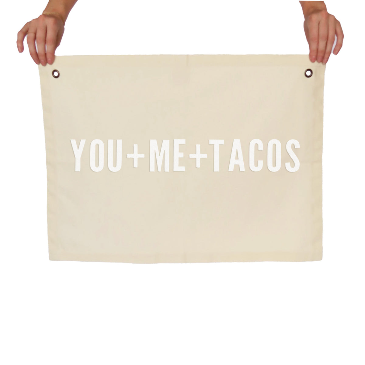 You + Me + Tacos Large Canvas Flag