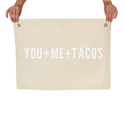 You + Me + Tacos Large Canvas Flag