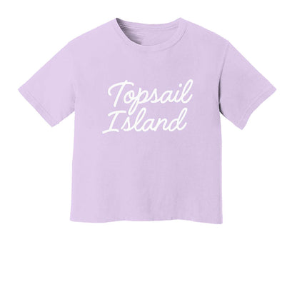 Topsail Island Cursive Washed Crop Tee
