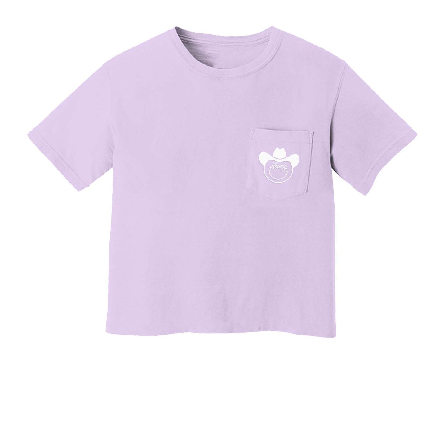 Howdy Cowboy Cursive Crop Pocket Tee